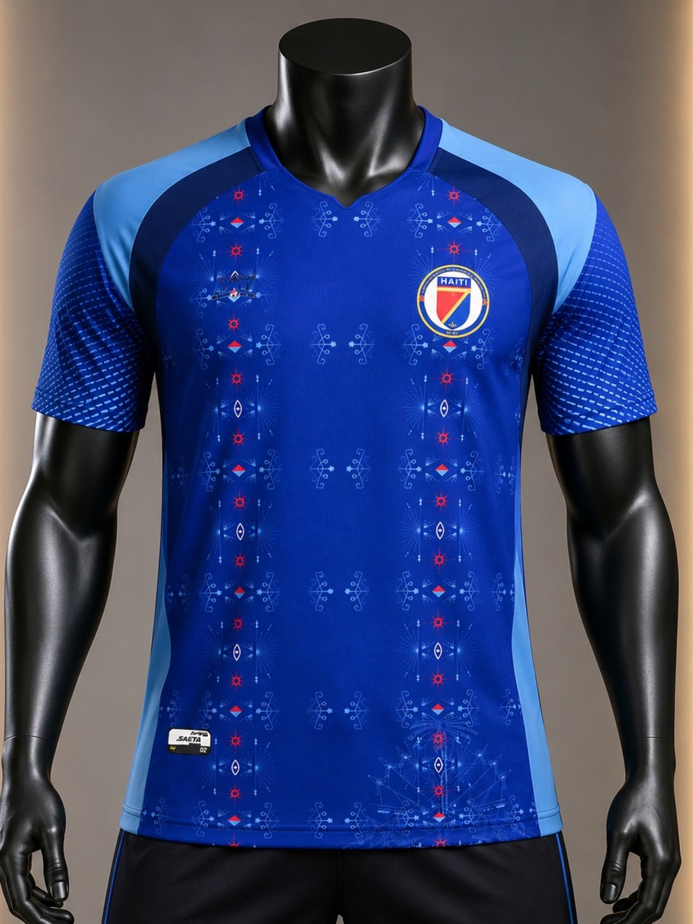 🇭🇹 Haiti Soccer Jersey White Blue Red SAETA Adult M